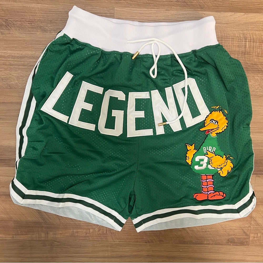 Legend Big Bird Green Men's Shorts Larry Bird Basketball Shorts. Size Small